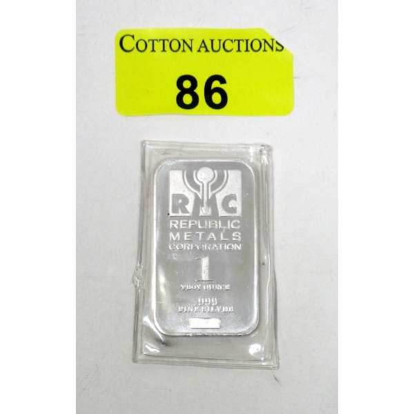 1 Oz .999 Silver RMC Republic Bar 
