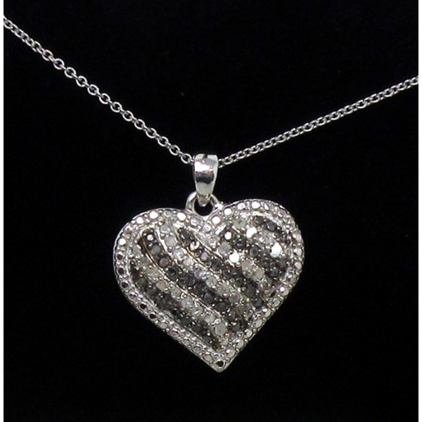 1/2 CT Black & White Diamond Heart Pendant