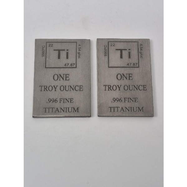 2 x 1 Oz .996 Fine Titanium Bars