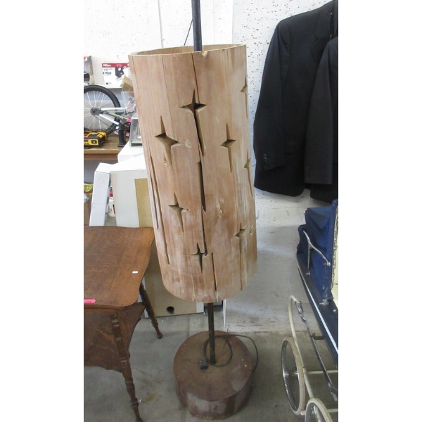 75" Hand Crafted Floor Lamp - Wood Base & Shade