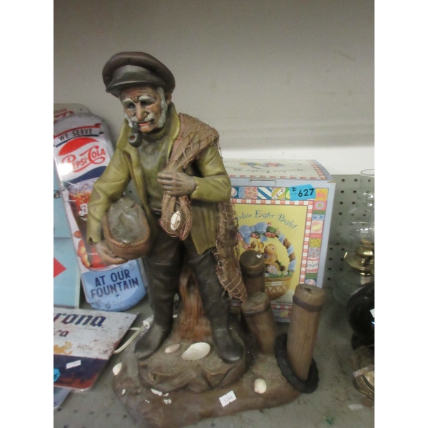 Ceramic Fisherman Lamp & Porcelain Easter Basket