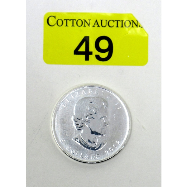 1 Oz .9999 Silver 2012 Maple Leaf Coin 