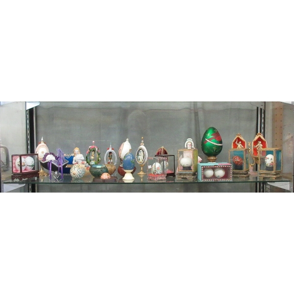 Shelf Lot of Egg Shaped Collectibles 