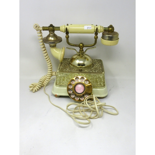 Vintage Brass & Ivory Coloured Cradle Phone 