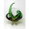 Image 1 : Mid-Century Green to Amber Art Glass Centerpiece