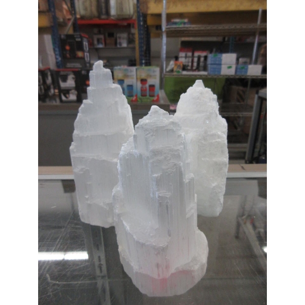3 Selenite Crystal Healing Towers - Tallest 6"