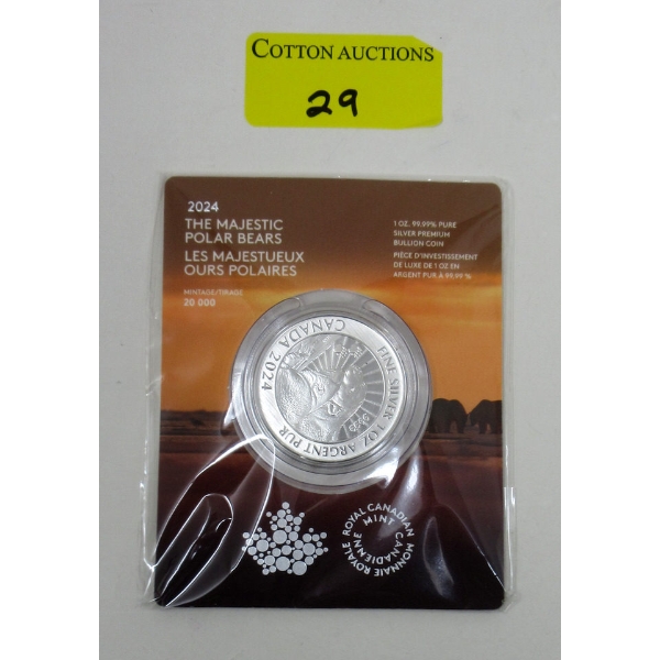1 Oz .9999 Silver The Majestic Polar Bears Coin 