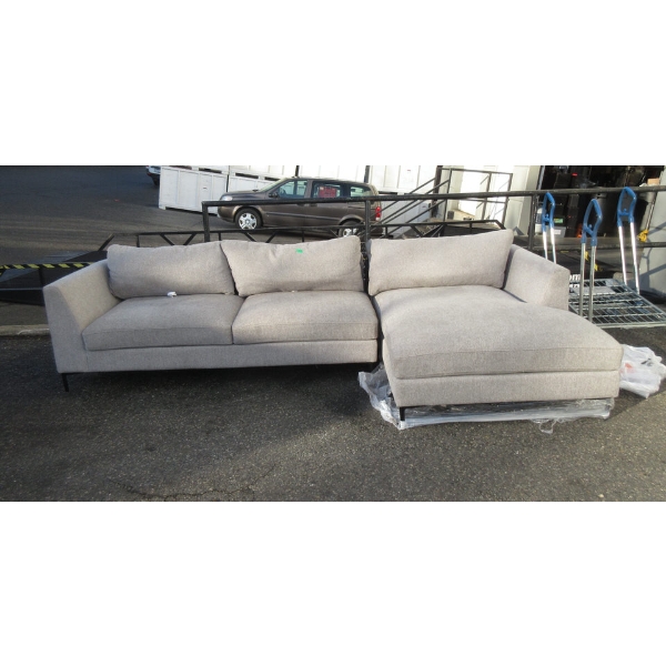 Grey Fabric Upholstered Sectional Sofa