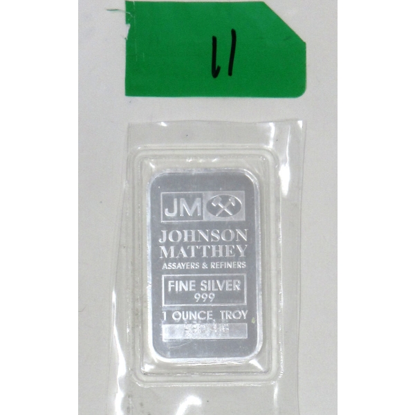 1 Oz .999 Silver Johnson Matthey A-Series Numbered Bar 