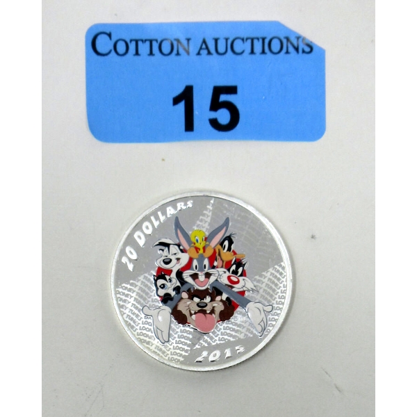 1 Oz .999 Silver 2015 Merrie Melodies Colourized Coin 