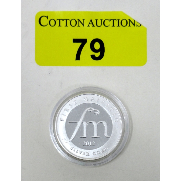 1/2 Oz .999 Silver 2012 First Majestic Round 