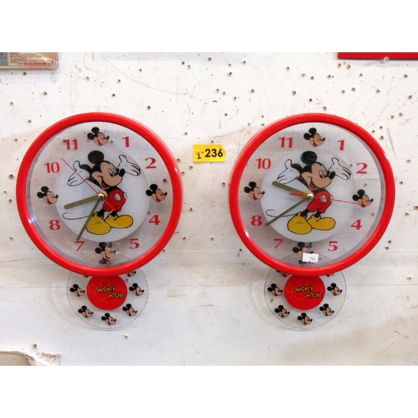 2 Mickey Mouse Wall Clocks - Battery Operated