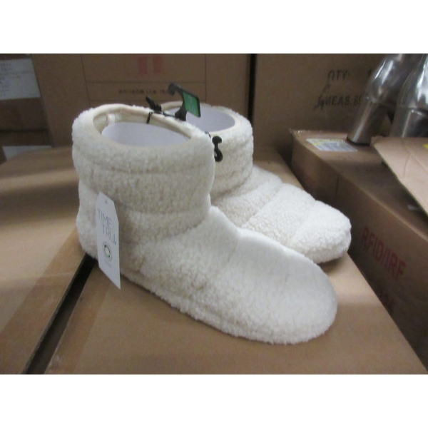 2 New Pairs of Time & Tru Fuzzy White Boot Slippers