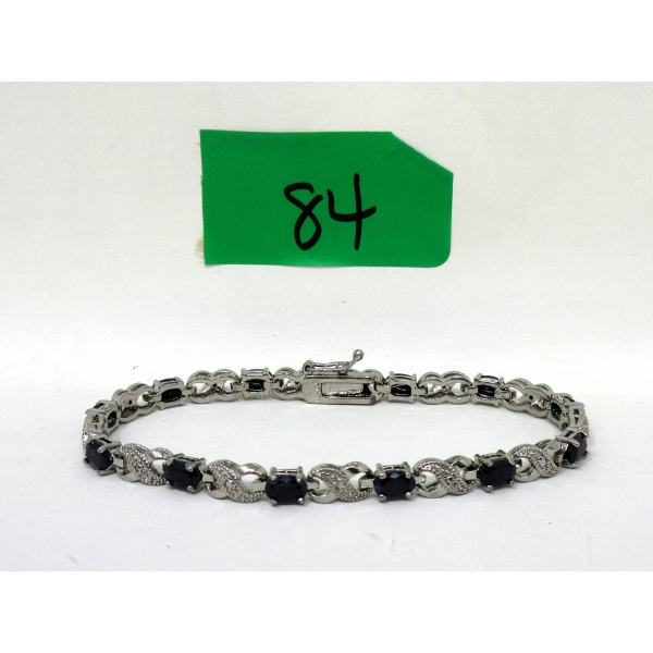 7.8 CTW Blue Sapphire & Diamond Tennis Bracelet