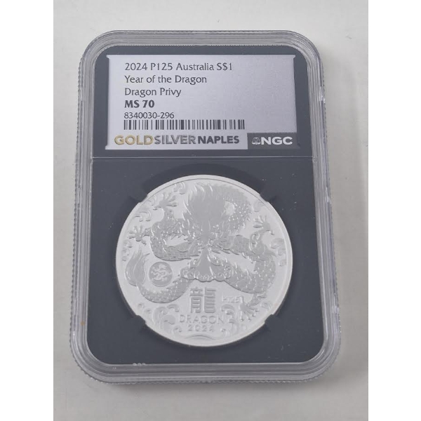 Certified/Graded MS70 1 Oz .9999 Silver Year of the Dragon Coin 