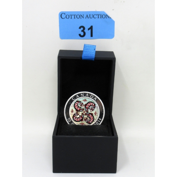 1/2 Oz .9999 Silver 2014 Hologram First Nations Art: Salmon Coin  