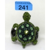 Image 1 : Oversize Green Crystal Turtle Hinged Cuff Bracelet