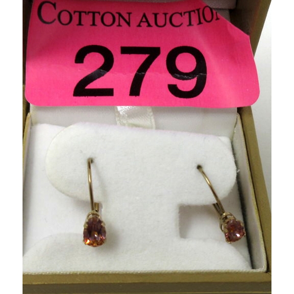10 KT Gold Pink Azotic Topaz Faceted Teardrop Earrings 