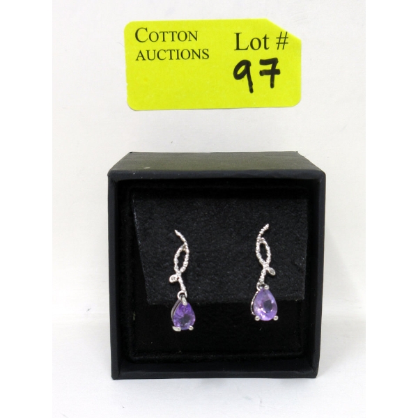 New Amethyst & Diamond Dangle Earrings 