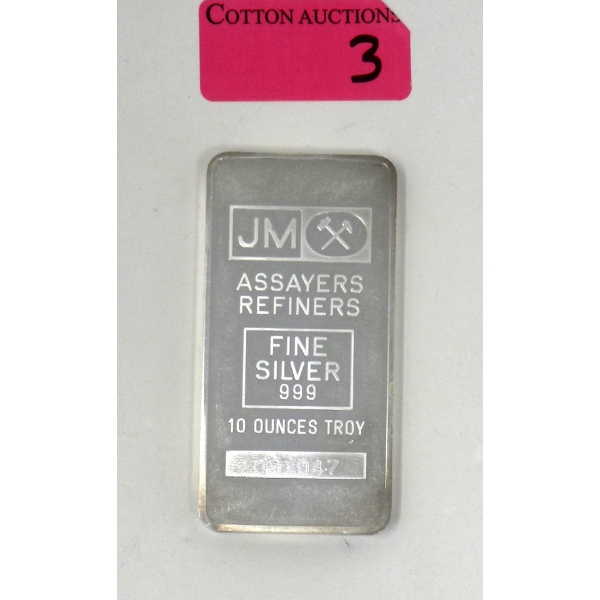 10 Oz .999 Silver Johnson Matthey Bar 