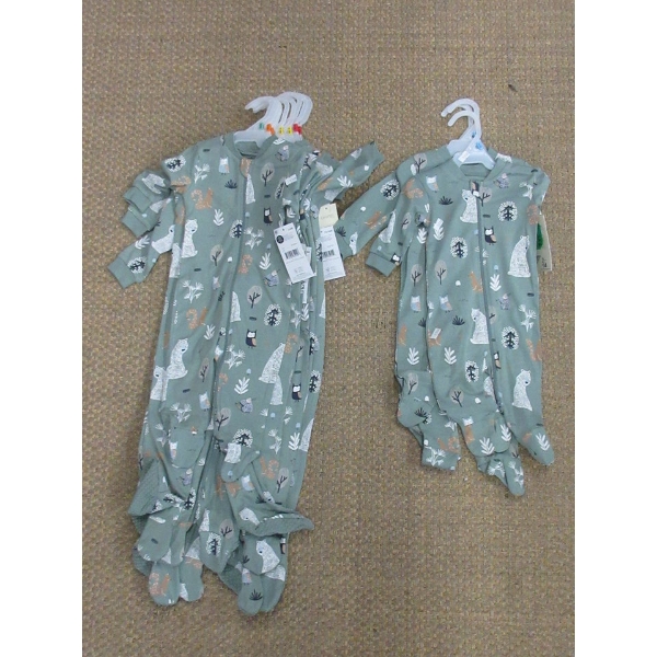 12 New Footed Cotton Baby Sleepers - Zippered