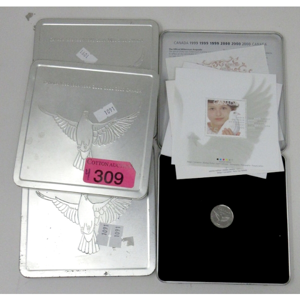 Four 1999-2000 Canada Millennium Coin & Stamp Sets