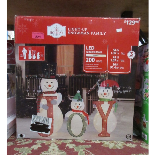 Holiday Time Light-Up LED Snowman Family