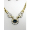 Image 3 : Sapphire Blue & Clear Crystal Necklace & Earring Set