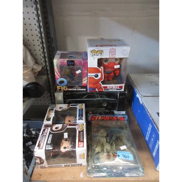 6 Piece Lot of Funko Pops, Gundam & Model Car