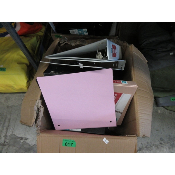 Box of Overstock and Customer Return Binders 
