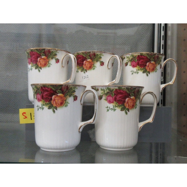 5 Royal Albert "Old Country Roses" Coffee Mugs