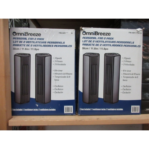 2 OmniBreeze Twin Packs of Personal Fans