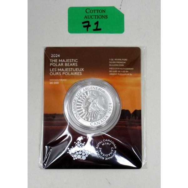 1 Oz .9999 Silver The Majestic Polar Bears Coin 