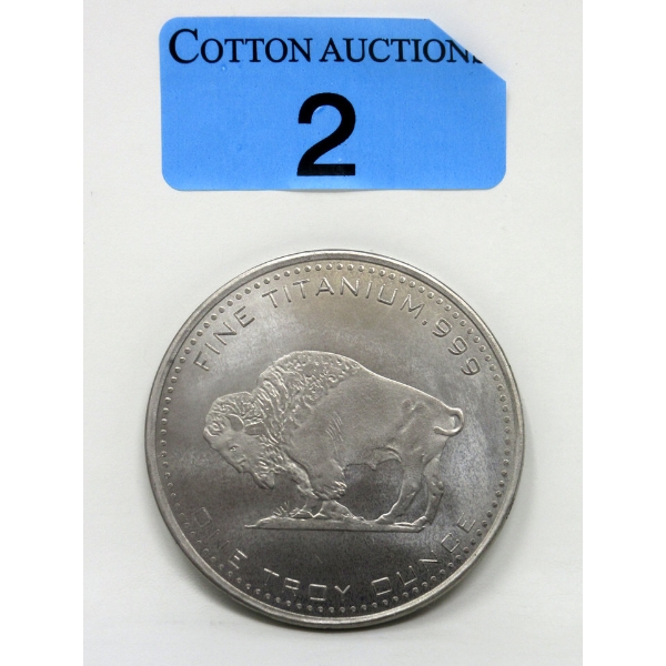 1 Oz .999 Fine Titanium USA Buffalo Round 