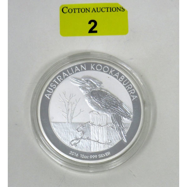 10 Oz .999 Silver 2016 Australian Kookaburra Coin 