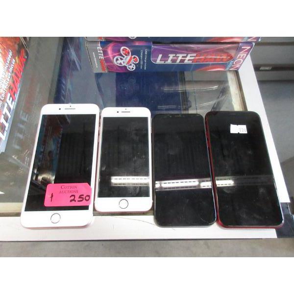 4 Assorted Preowned iPhones - As is 