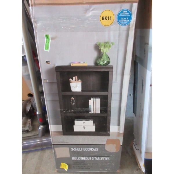 Brown 3 Shelf Bookcase - Flat Pack