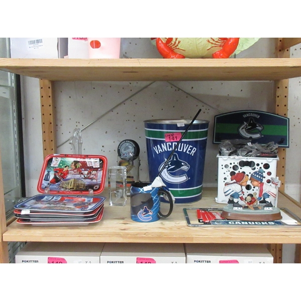 Shelf Lot of Hockey Memorabilia 
