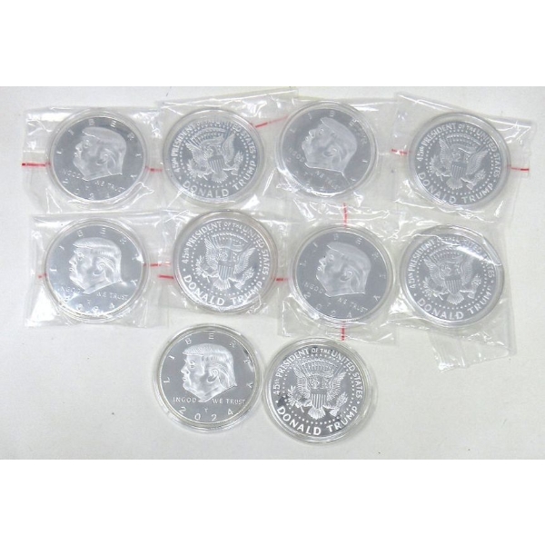 10 x Silver Clad 2024 Donald Trump 45th President Rounds 