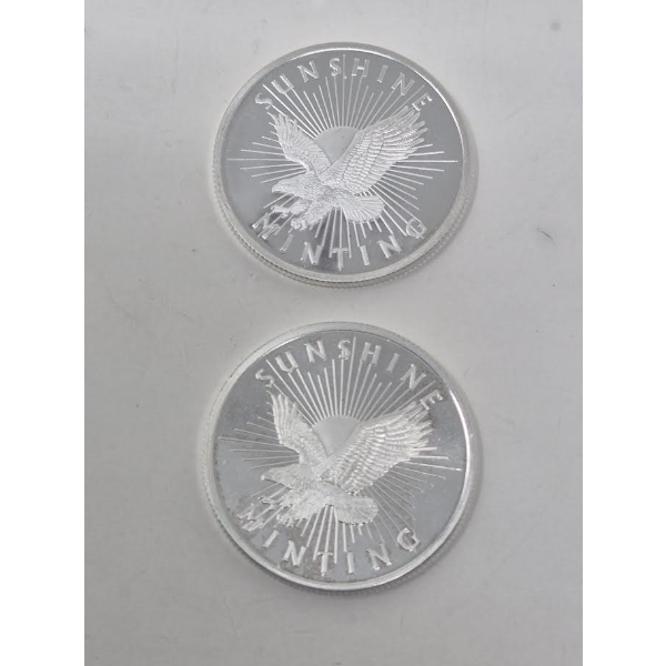 2 x 1/2 Oz .999 Silver Sunshine Minting Rounds