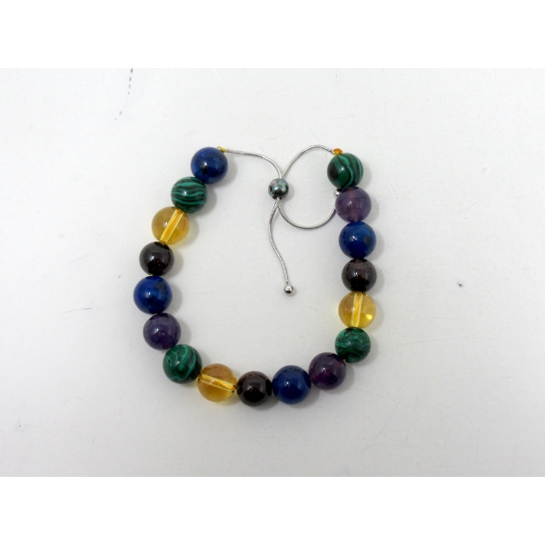 New Sterling Silver Gemstone Bead Bolo Bracelet