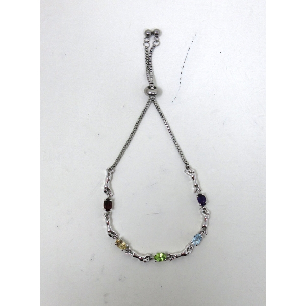 Multi-Gemstone Bolo Bracelet 