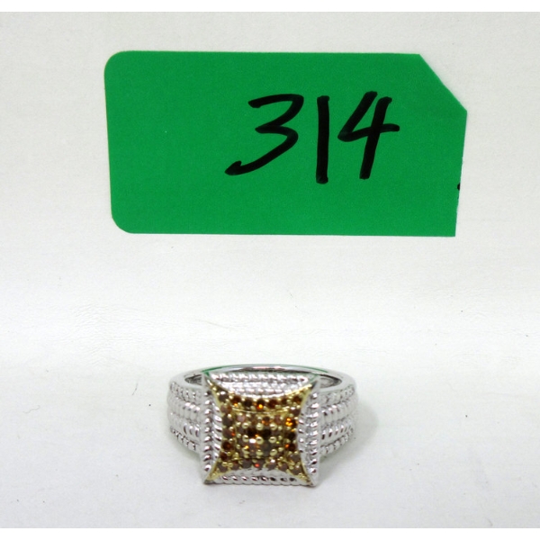 1/2 Carat Red Diamond Sterling Silver Designer Ring