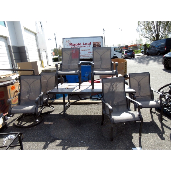Large Patio Table with 6 Chairs - Metal Framed