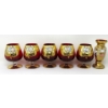 Image 1 : 5 Vintage Ruby Glass Snifters & 1 Vase