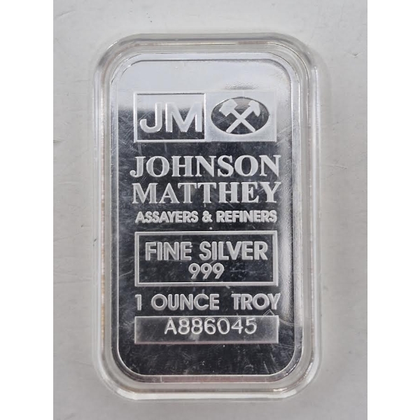 1 Oz .999 Silver Johnson Matthey Bar