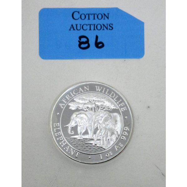 1 Oz .999 Silver African Wildlife Elephant Coin