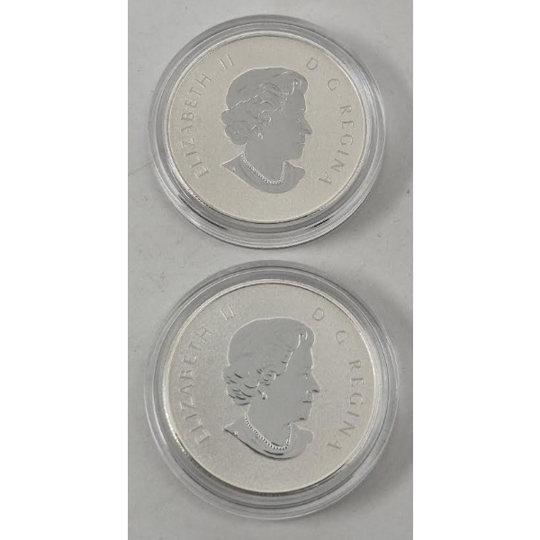 2 x 1/2 Oz .9999 Silver Canada Maple Leaves Coins