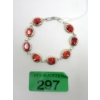 Image 1 : .925 Silver Faceted Oval Padparadscha Bracelet