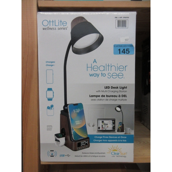 OttLite LED Desk Lamp with Multi-Charging Station
